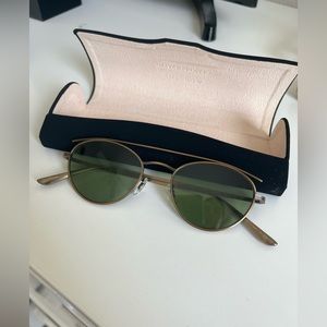 Oliver Peoples x The Row Metal Sunglasses in Gold with Green Lenses